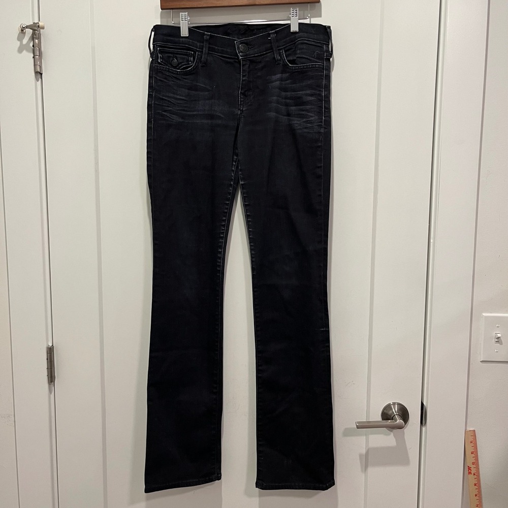 True Religion Womens Black Faded Bootcut Jeans Size 31 Stretch Denim Low Rise